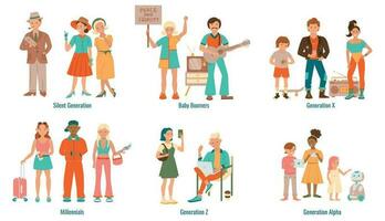 Human Generations Flat Set vector