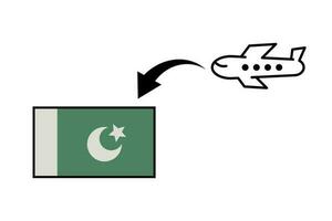 viaje a Pakistán. pakistaní bandera y avión. vector. vector