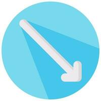 right down arrow vector round flat icon
