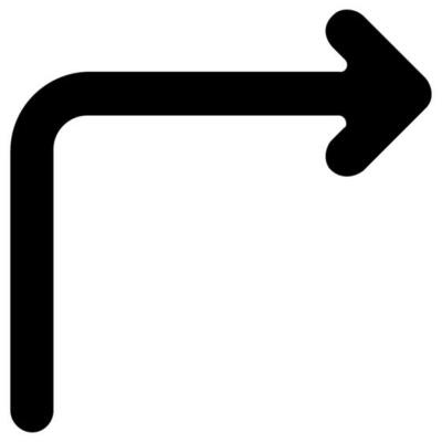 curved right arrow vector icon