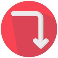 curved down arrow vector round flat icon