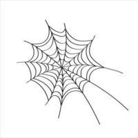 Vector outline illustration of a simple Halloween spider web, isolated object on the white background, clipart useful for halloween party decoration, hand drawn image