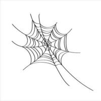 Vector outline illustration of a simple Halloween spider web, isolated object on the white background, clipart useful for halloween party decoration, hand drawn image