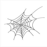 Vector outline illustration of a simple Halloween spider web, isolated object on the white background, clipart useful for halloween party decoration, hand drawn image