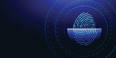 Fingerprint scanner. Cyber security, technology identification concept.  Futuristic technology background. Vector illustration.