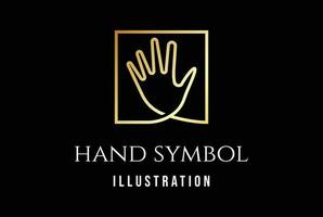 Golden Square Hand Line Icon Illustration Vector