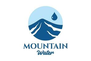 Simple Minimalist Mountain Hill with Fresh Liquid Drop for Spring or Mineral Water Icon Illustration Vector