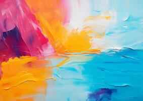 Oil paint abstract rough texture with brush and palette knife strokes in multi colored on canvas,Colouful Acrylic paint background. Modern art concept. photo
