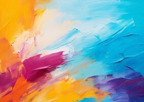 Oil paint abstract rough texture with brush and palette knife strokes in multi colored on canvas,Colouful Acrylic paint background. Modern art concept. photo
