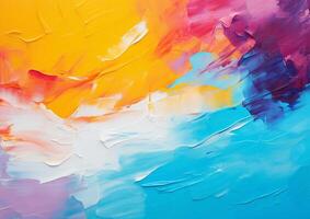 Oil paint abstract rough texture with brush and palette knife strokes in multi colored on canvas,Colouful Acrylic paint background. Modern art concept. photo