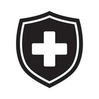 Immune system icon. Medical cross in the shield. Vector illustration.