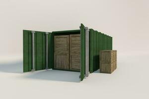 cargo container isolated on white background. 3d rendering. photo