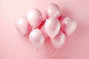 Round pink balloons. Place for text. AI Generated photo