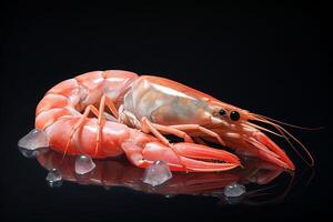 King prawn with ice. AI Generated photo