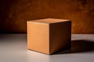 Square cardboard box with lid. photo