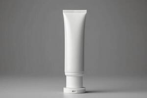 Mock-up tube of white cream insulated. AI Generated photo