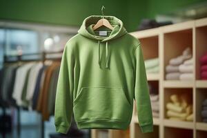 A mock-up of an oversize hoodie with a hood and pocket. photo