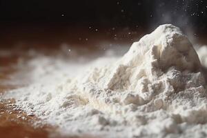 Macro close-up of flour. AI Generated photo