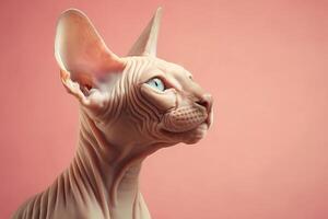 Portrait of a bald cat of the Sphinx breed. AI Generated photo