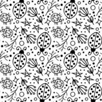 Vector Easter seamless pattern. Great spring Holiday background. Doodle outline illustration. Cute hand drawn elements