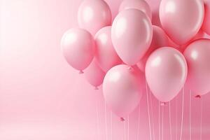 Round pink balloons. Place for text. photo