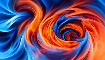 Blue and orange abstract wave of smoke - photo
