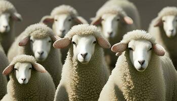 Flock of sheep - Generative AI photo