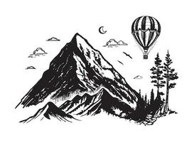 Air balloon, hand drawn illustrations, vector. vector