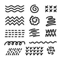 Set of vector abstract doodles, figures, shapes, hand drawn. Vector texture