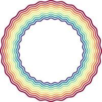 Colorful wavy lines circle frame. Serpentine lines wave circular border. Vector illustration.