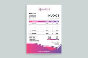 Gradient color invoice template vector