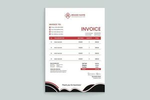 Red and black color invoice design vector