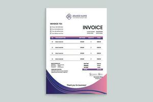 Gradient color invoice template vector
