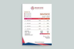 red color shape  corporate invoice design vector