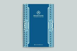 Blue color notebook cover design vector