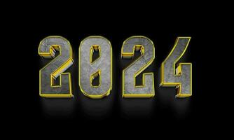 Number 2024 on a black background. 2024 text logo design. celebration footage design, banner or greeting card for Happy new year. 2024 gold and luxurious design. video