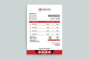 Red color invoice design vector