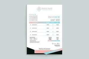 Gradient color invoice template vector