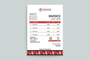 Red and black color invoice design vector