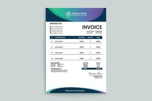 Gradient color invoice template vector
