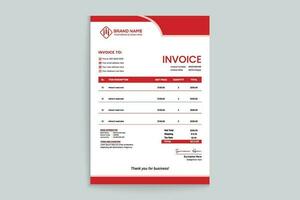 red color shape  corporate invoice design vector