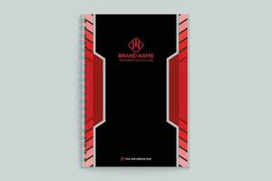 Red and black color notebook cover design vector