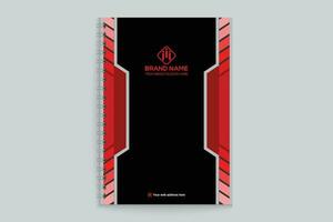 Red and black color notebook cover design vector