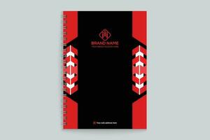 Red and black color notebook cover design vector