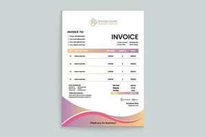 Gradient color invoice template vector