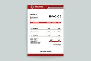 Red color invoice design vector