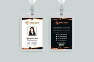 Corporate orange and black color id card design vector