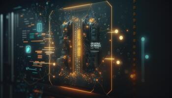 Big data visualization. Futuristic infographic. Information aesthetic design. Visual data complexity. Threads graphic visualization. Social network representation. Abstract data graph. photo