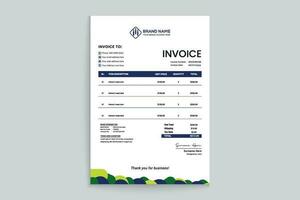 Company invoice design and green color vector