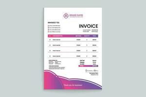 Gradient color invoice template vector